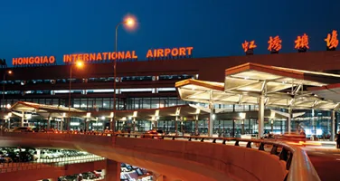 Airport terminal at night